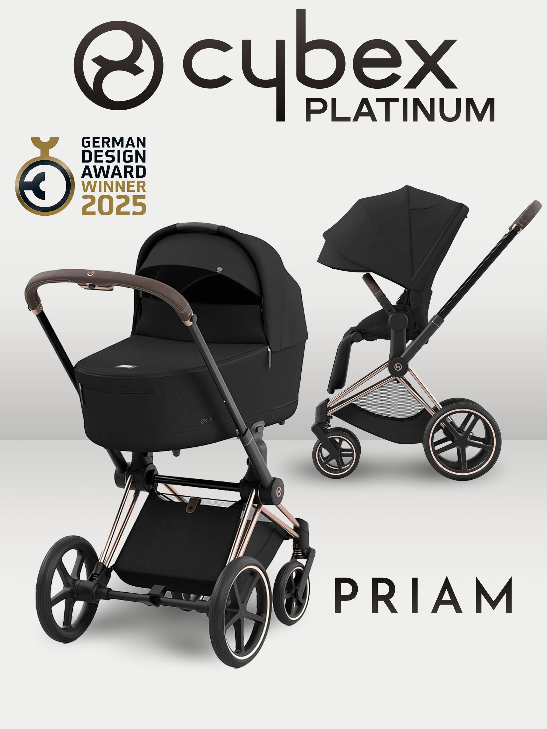 Коляска CYBEX Priam IV Rosegold 2 в 1 Sepia Black