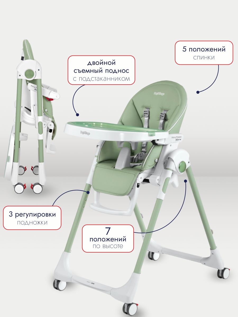 Стульчик для кормления Peg-Perego Prima Pappa Follow Me, Mint