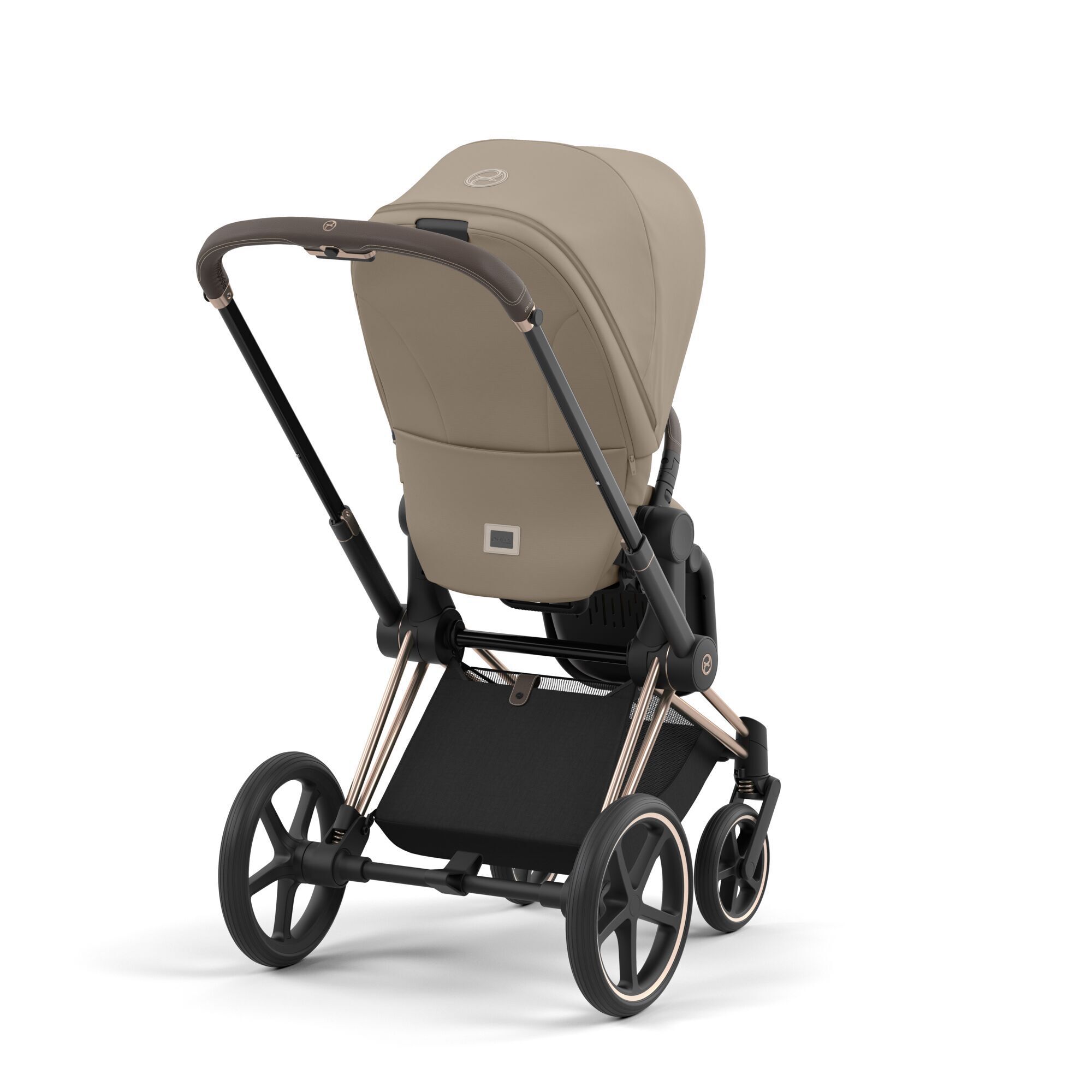 Cybex Priam IV 3 в 1 Rosegold цвет Cozy Beige с автокреслом Cybex Cloud T i-Size Sepia Blacк, коляска
