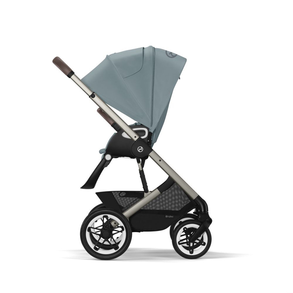 Коляска Cybex Talos S Lux BLK 2 в 1 цвет Stormy Blue в комплекте со спальным блоком Cot S и дождевиками