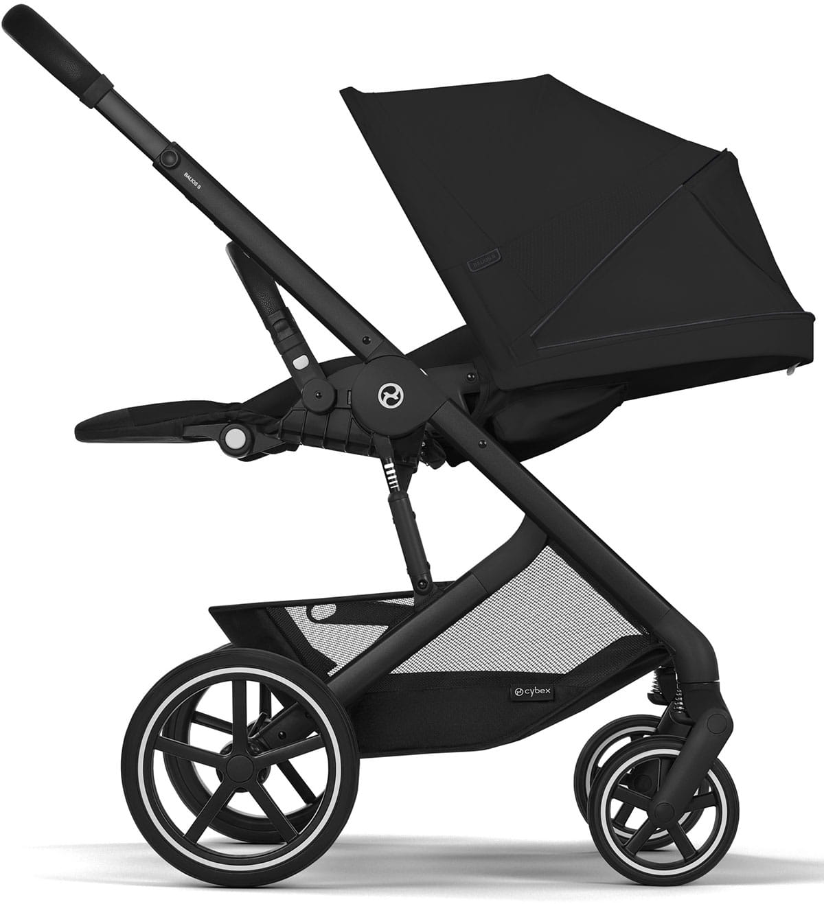 Коляска прогулочная Cybex Balios S LUX NEW 2026 Moon Black с накидкой для ног и дождевиком