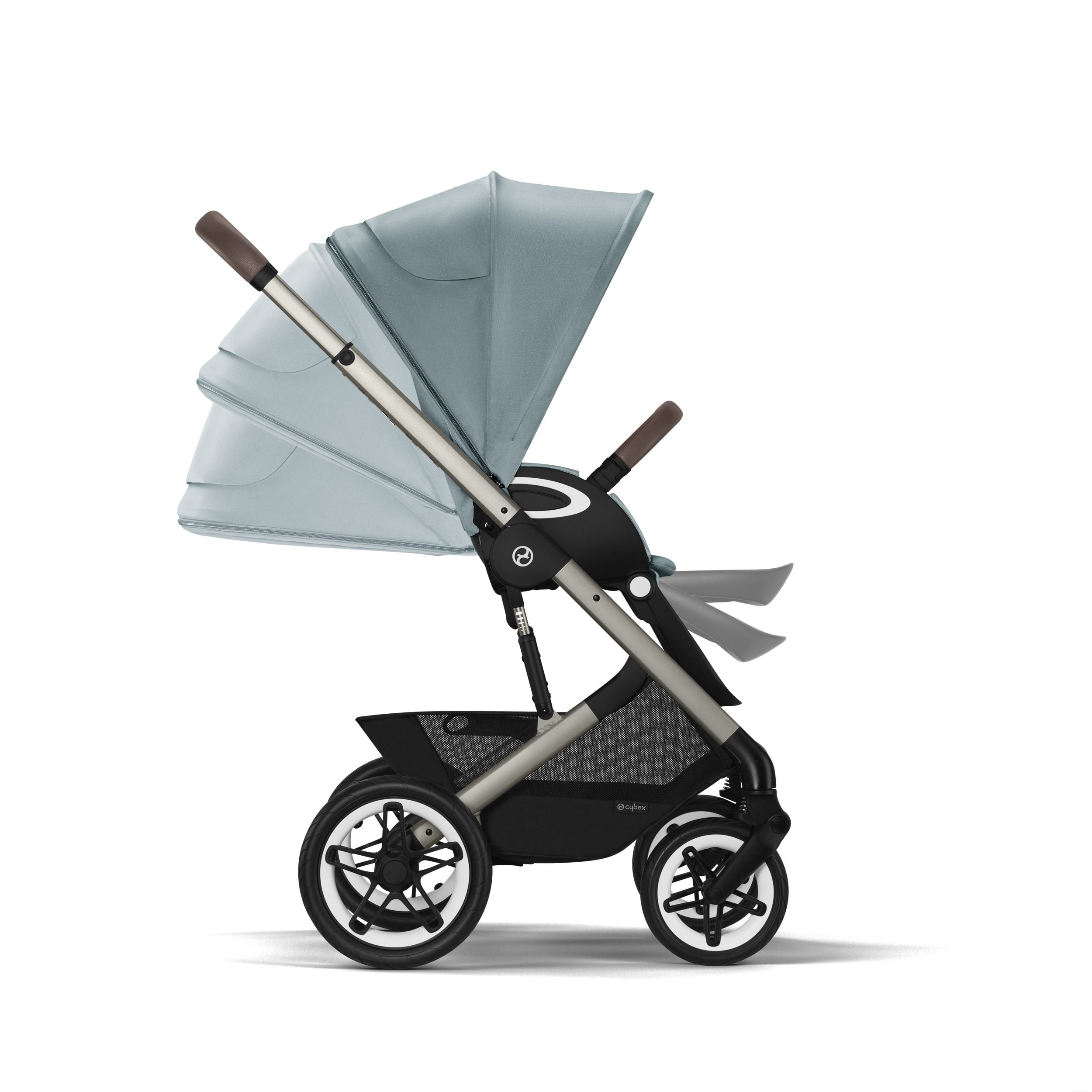 Коляска Cybex Talos S Lux BLK 2 в 1 цвет Stormy Blue в комплекте со спальным блоком Cot S и дождевиками