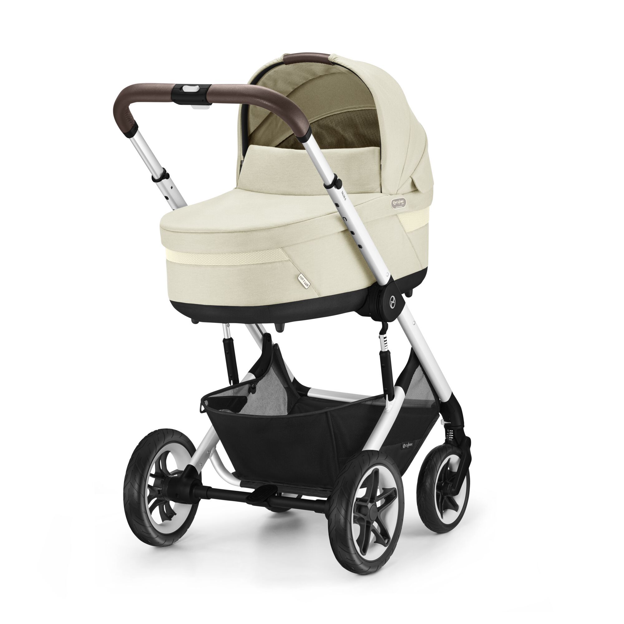 Коляска Cybex Talos S Lux BLK 2 в 1 цвет Seashell Beige в комплекте со спальным блоком Cot S и дождевиками