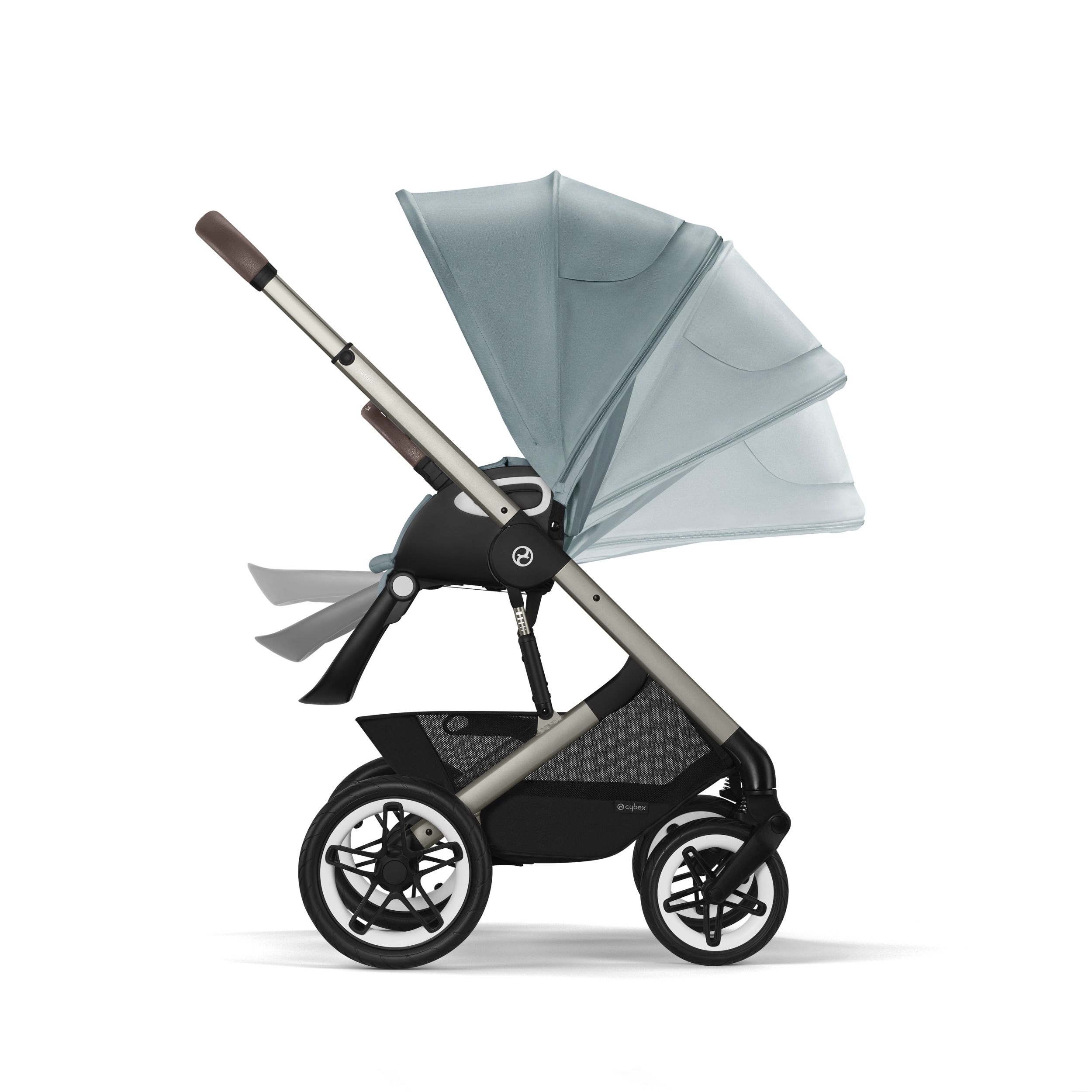 Коляска Cybex Talos S Lux BLK 2 в 1 цвет Stormy Blue в комплекте со спальным блоком Cot S и дождевиками