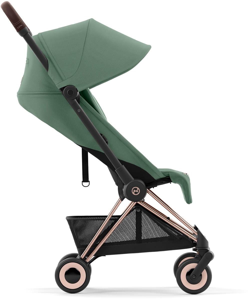 Коляска CYBEX Coya Rosegold / Leaf Green + Бампер +Дождевик