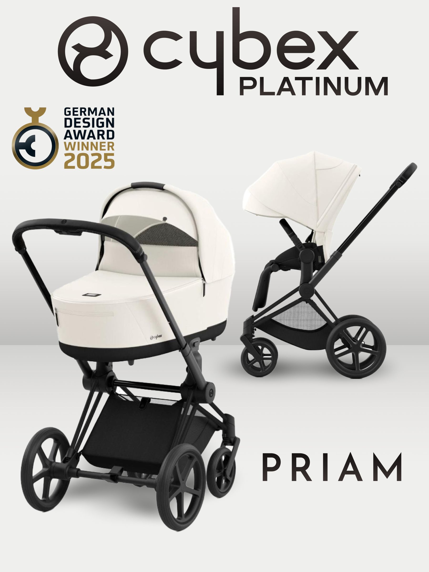 Коляска CYBEX Priam IV Matt Black 2 в 1 цвет Off White