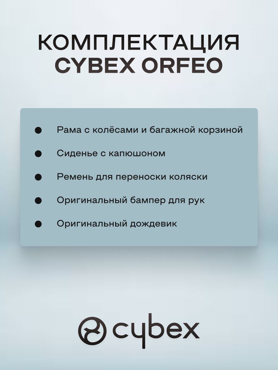 Прогулочная коляска Cybex Orfeo с дождевиком и бампером, BLK Canvas White