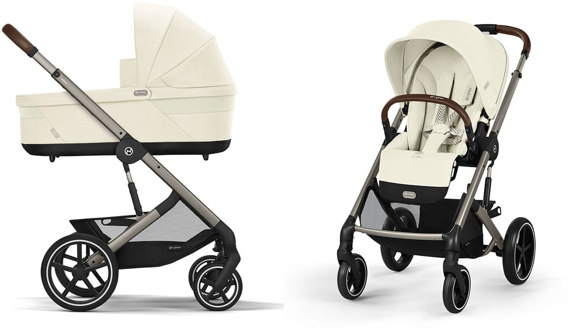 Cybex Balios S LUX NEW 3 в 1 Seashell Beige 2025 с автокреслом Cybex Cloud T i-Size Sepia Black, с дождевиком и адаптерами