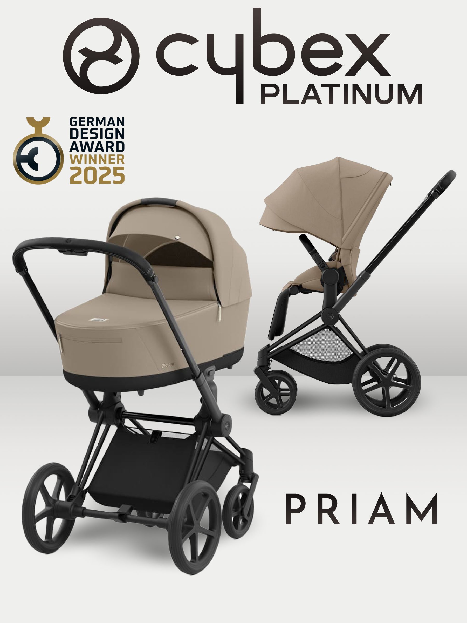 Cybex Priam IV 4 в 1 Matt Black цвет Cozy Beige с автокреслом Cloud T i-Size Sepia Black и базой Base T, коляска