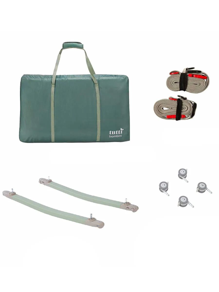 Кровать (колыбель) Tutti Bambini CoZee Air 2 51х80,5 см Дуб/Зеленый (Drifted Oak/Eucalyptus) c колесами 211207/3960
