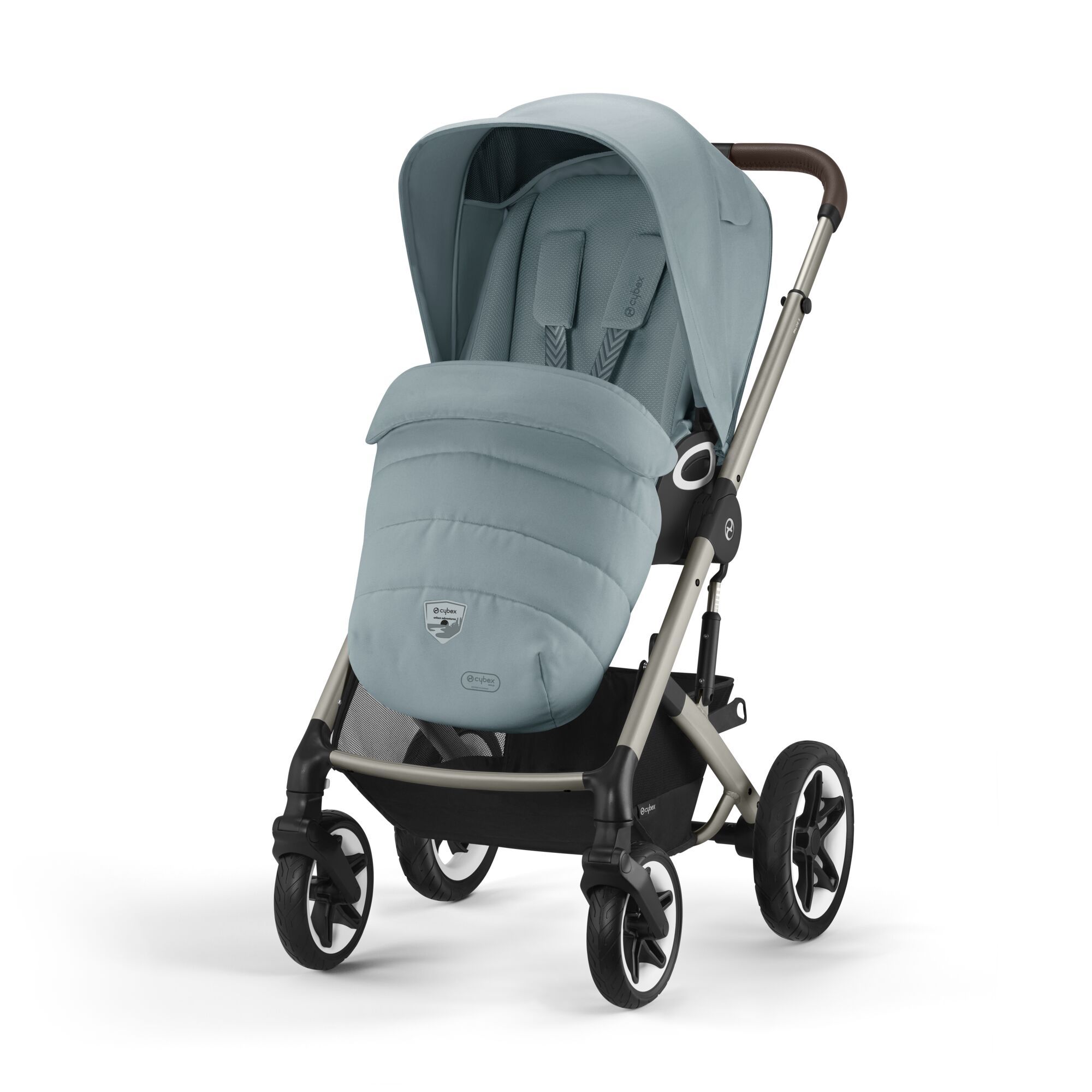 Коляска Cybex Talos S Lux BLK 2 в 1 цвет Stormy Blue в комплекте со спальным блоком Cot S и дождевиками