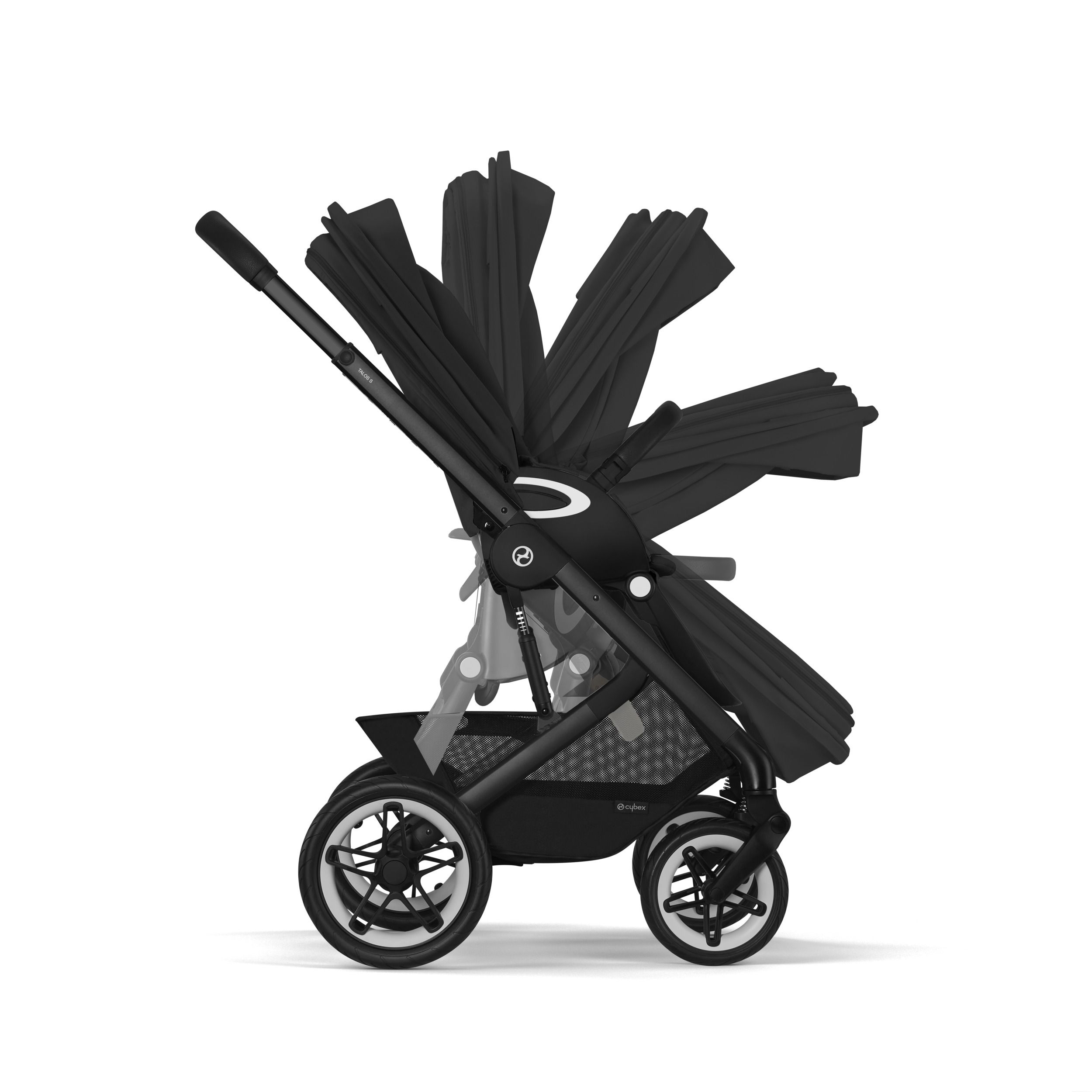 Коляска Cybex Talos S Lux BLK 2 в 1 цвет Moon Black в комплекте со спальным блоком Cot S и дождевиками