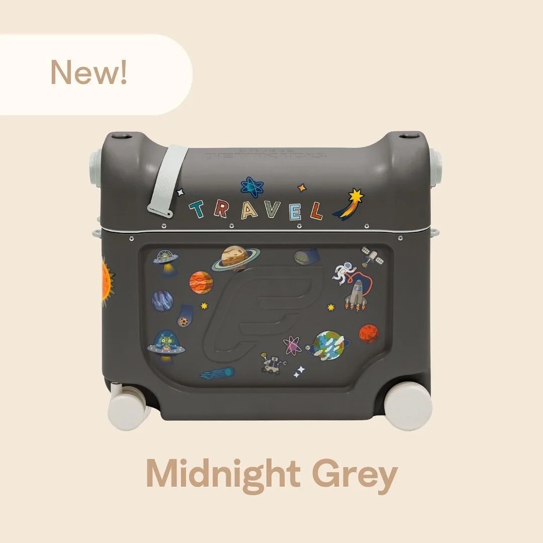 Чемодан-трансформер JetKids by Stokke BedBox V4 Midnight Grey, ручная кладь вместительный и компактный