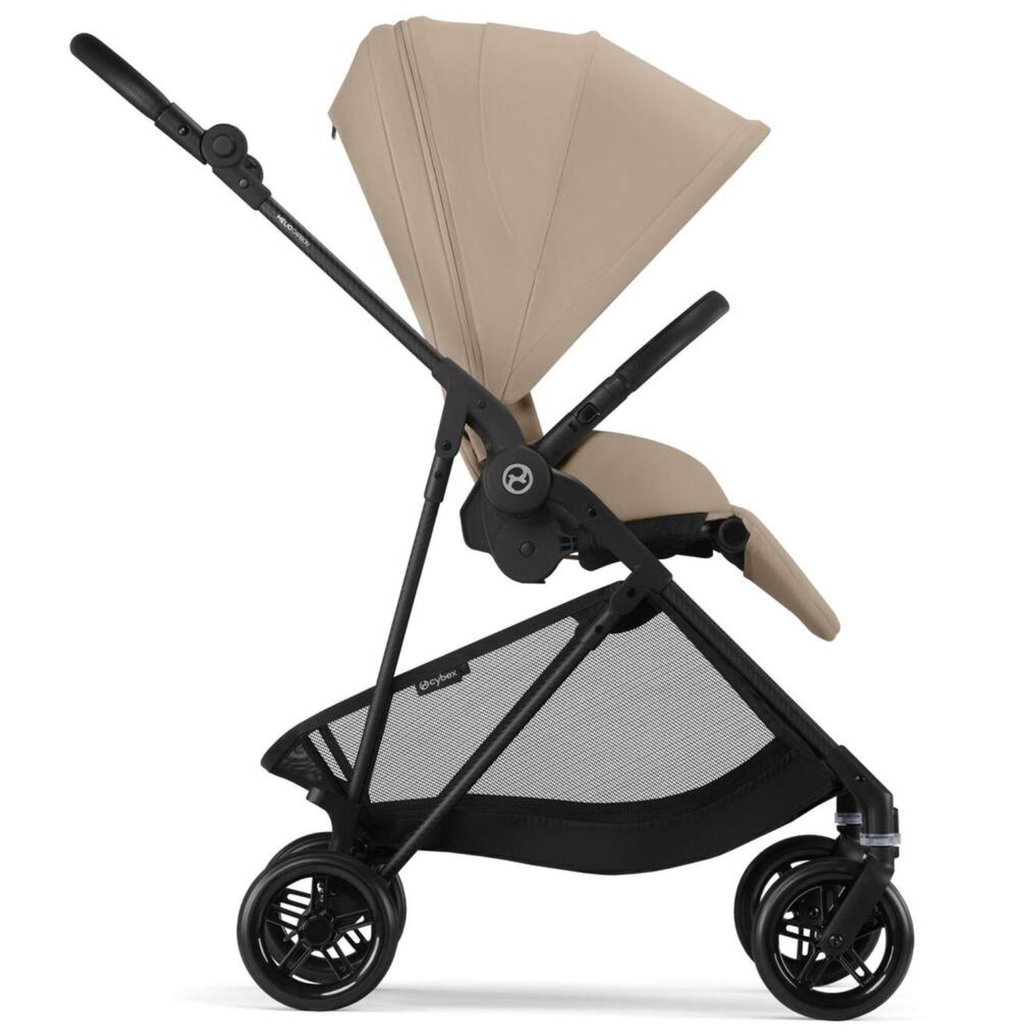 Коляска прогулочная Cybex Melio Carbon Almond Beige с дождевиком