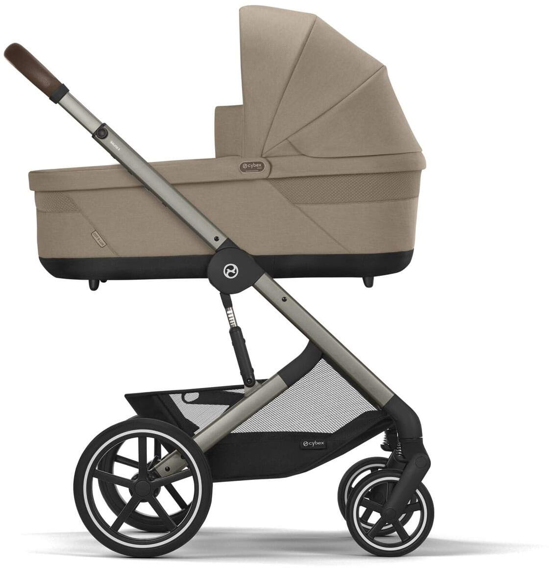 Cybex Balios S LUX NEW 3 в 1 Almond Beige 2025 с автокреслом Cybex Cloud T i-Size Plus Cozy Beige, с дождевиком и адаптерами