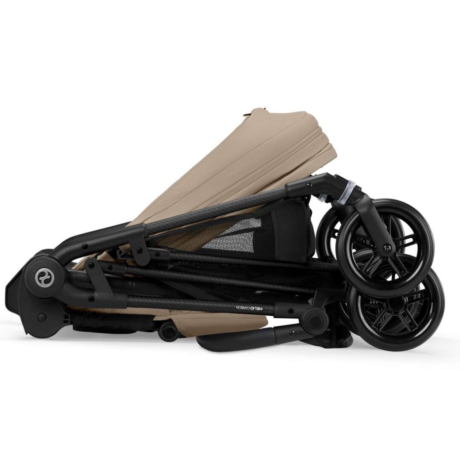 Коляска прогулочная Cybex Melio Carbon Almond Beige с дождевиком