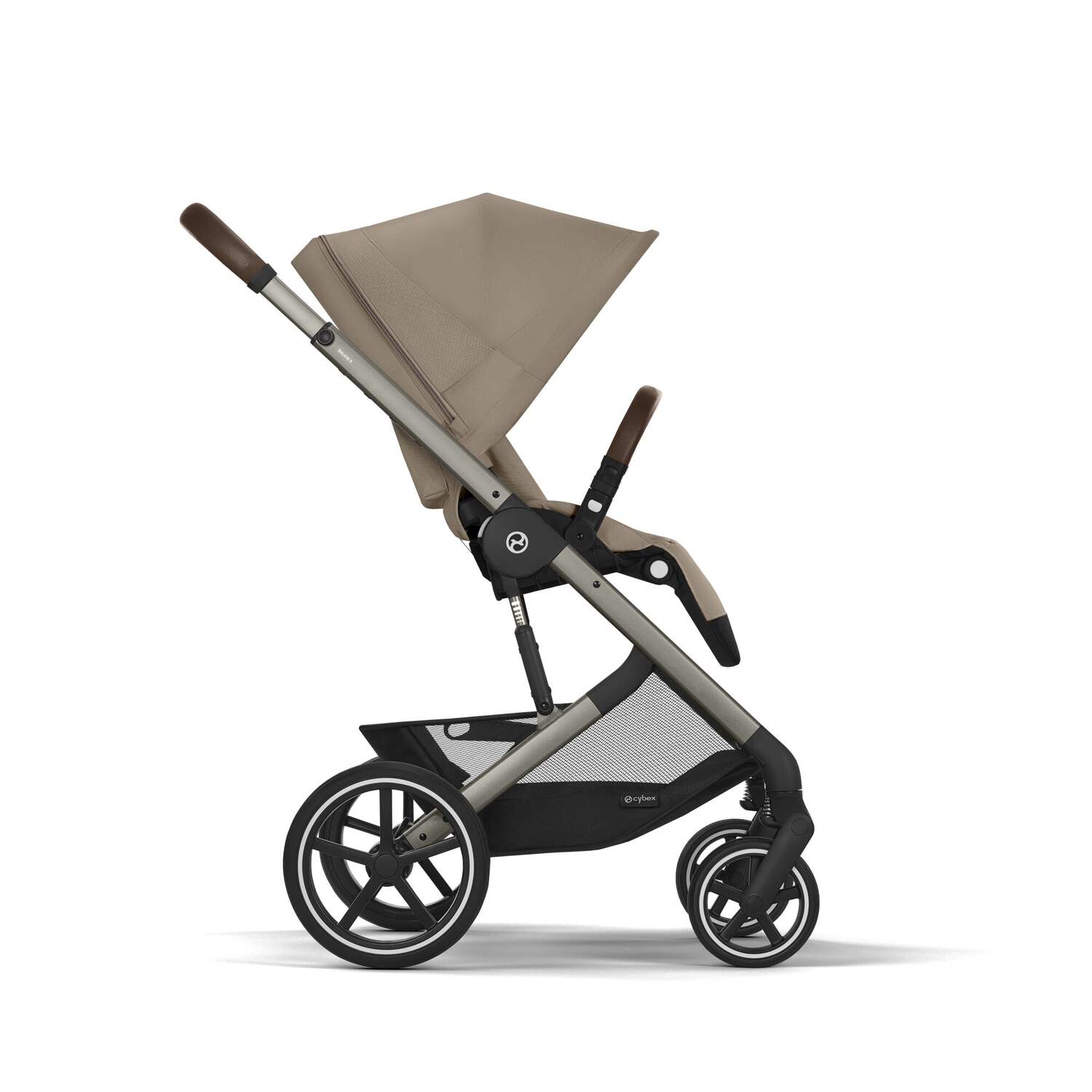 Коляска прогулочная Cybex Balios S LUX NEW Almond Beige с накидкой для ног и дождевиком