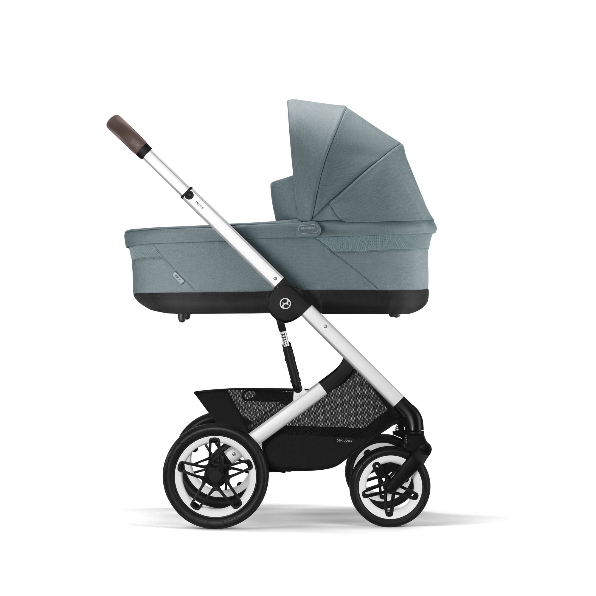 Коляска Cybex Talos S Lux BLK 2 в 1 цвет Stormy Blue в комплекте со спальным блоком Cot S и дождевиками