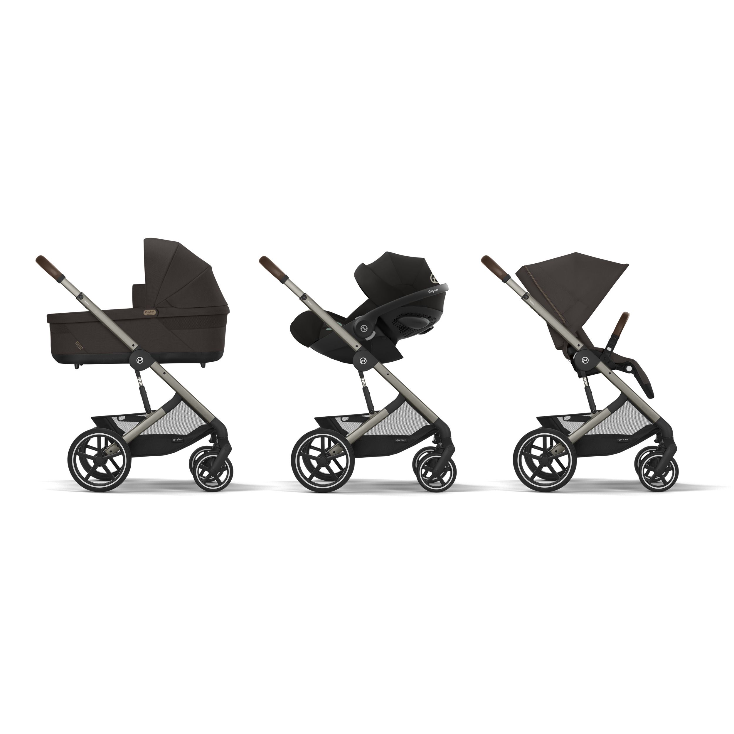Cybex Balios S LUX NEW 3 в 1 Chocolate Brown 2025 с автокреслом Cybex Cloud T i-Size Sepia Black, с дождевиком и адаптерами