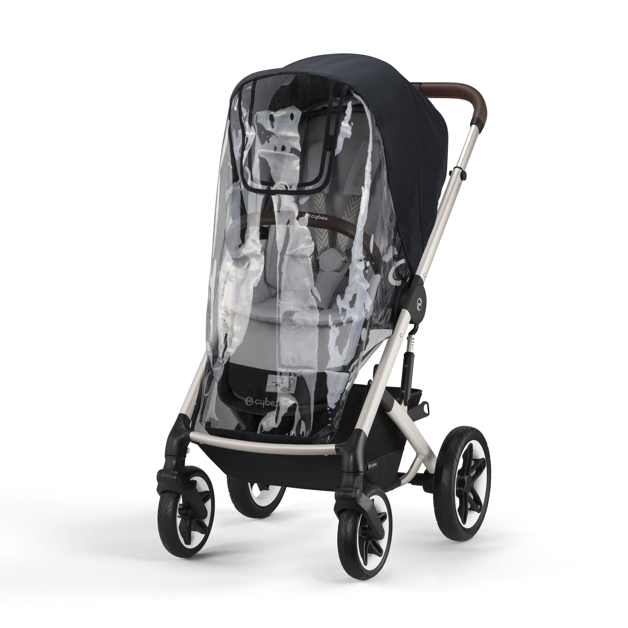 Коляска Cybex Talos S Lux BLK 2 в 1 цвет Stone Grey в комплекте со спальным блоком Cot S и дождевиками