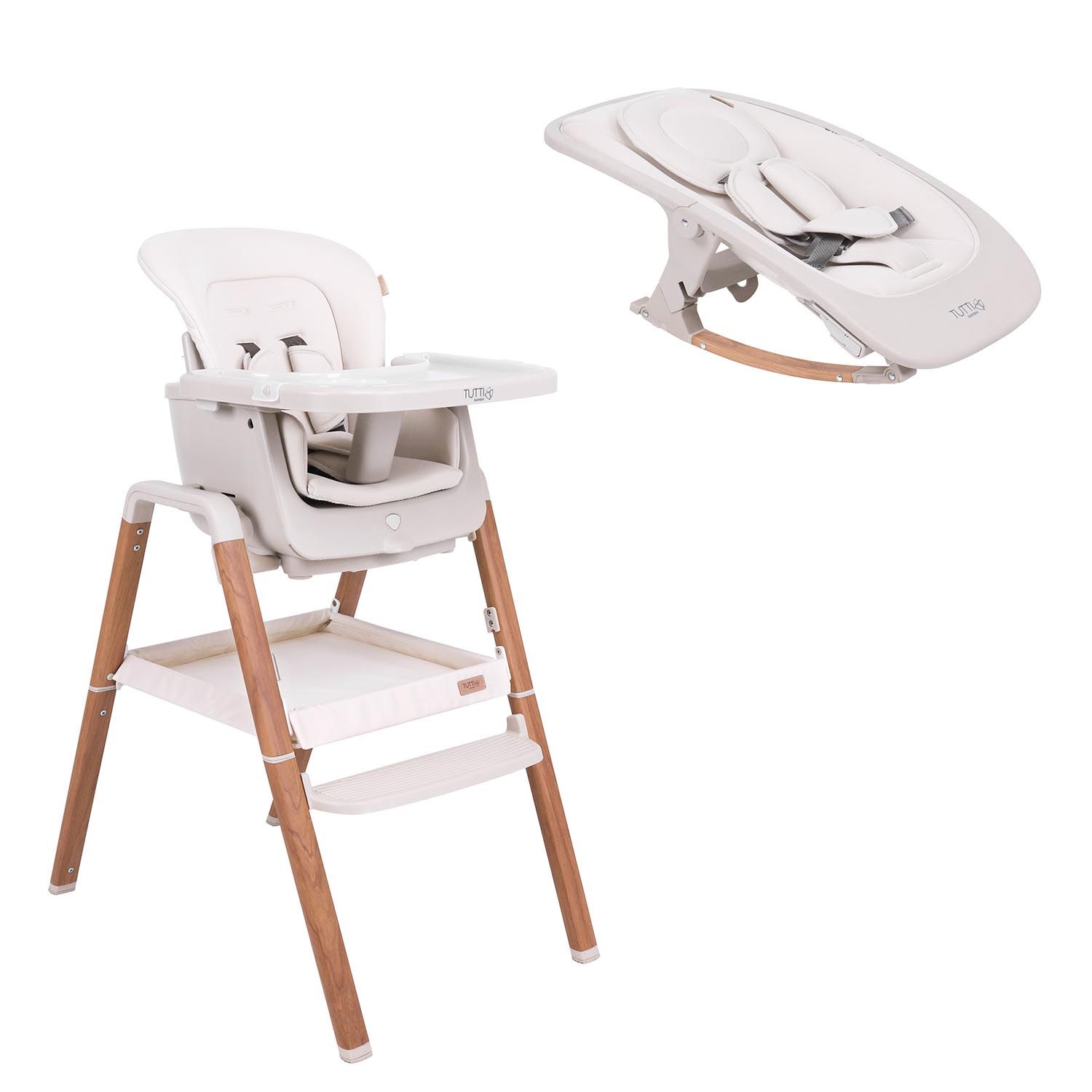 Стул Tutti Bambini для кормления High chair NOVA Complete Ecru/Scandinavian Walnut 611010/7508B